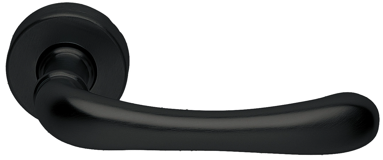 Ручка дверная RING R3-E NERO раздельная на круглой розетке, цвет - черный фото купить Алматы (Алма-Ата)