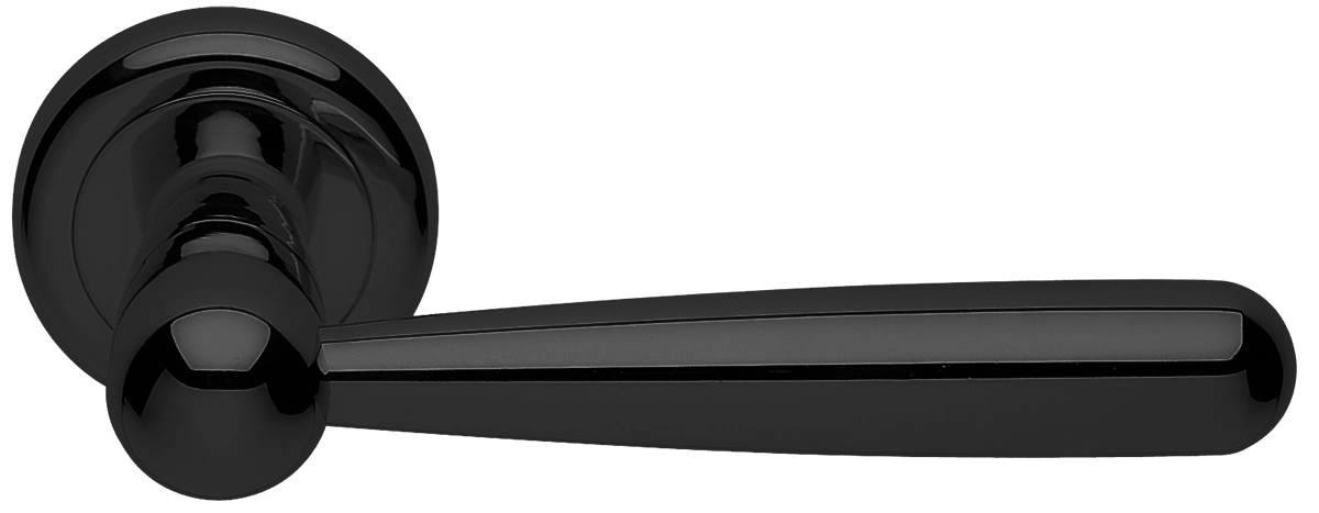 Ручка дверная PINOKKIO R4 NERO раздельная на круглой розетке, цвет - черный фото купить Алматы (Алма-Ата)
