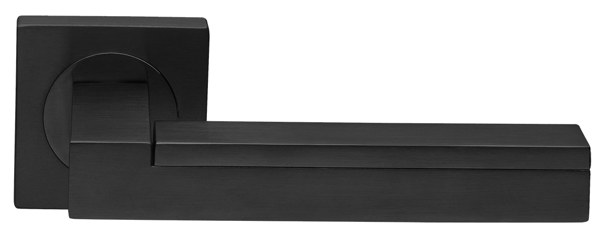 Ручка дверная ISLAND S2 NERO раздельная на квадратной розетке, цвет черный, латунь фото купить в Алматы