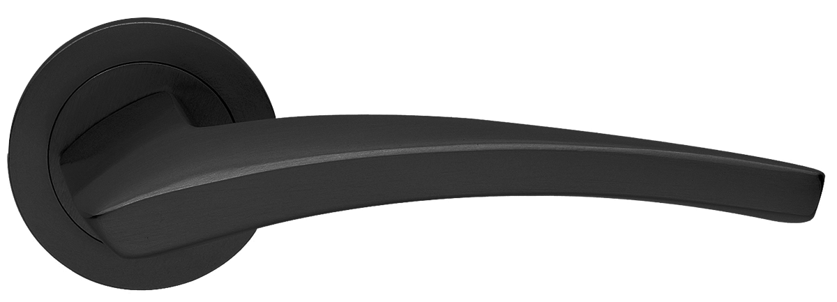 Ручка дверная WIND R2 NERO раздельная на круглой розетке, цвет черный, латунь фото купить в Алматы