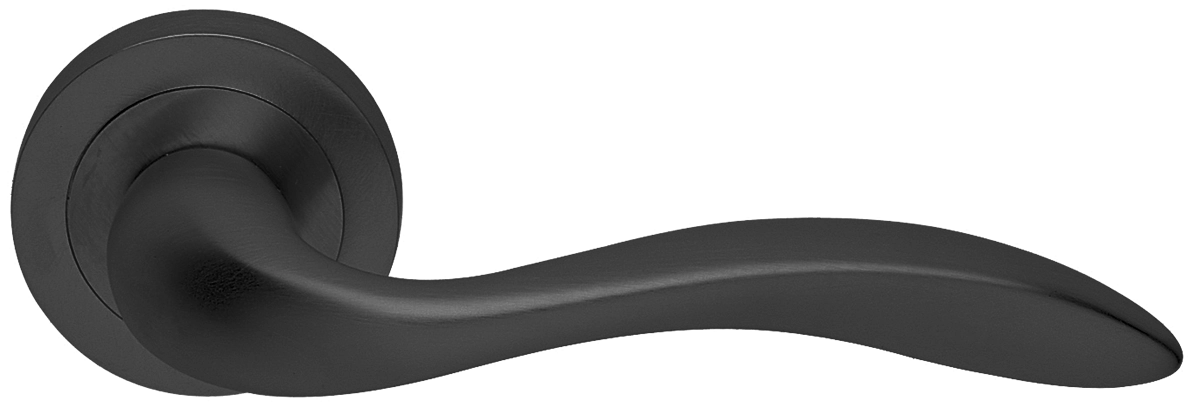 Ручка дверная LEON R2 NERO раздельная на круглой розетке, цвет - черный фото купить в Алматы