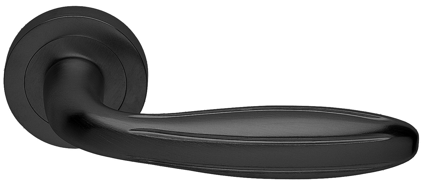 Ручка дверная BUD R2 NERO раздельная на круглой розетке, цвет - черный фото купить в Алматы