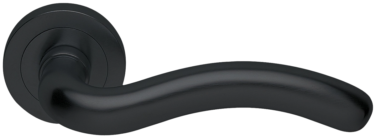 Ручка дверная SNAKE R2 NERO раздельная на круглой розетке, цвет - черный фото купить в Алматы