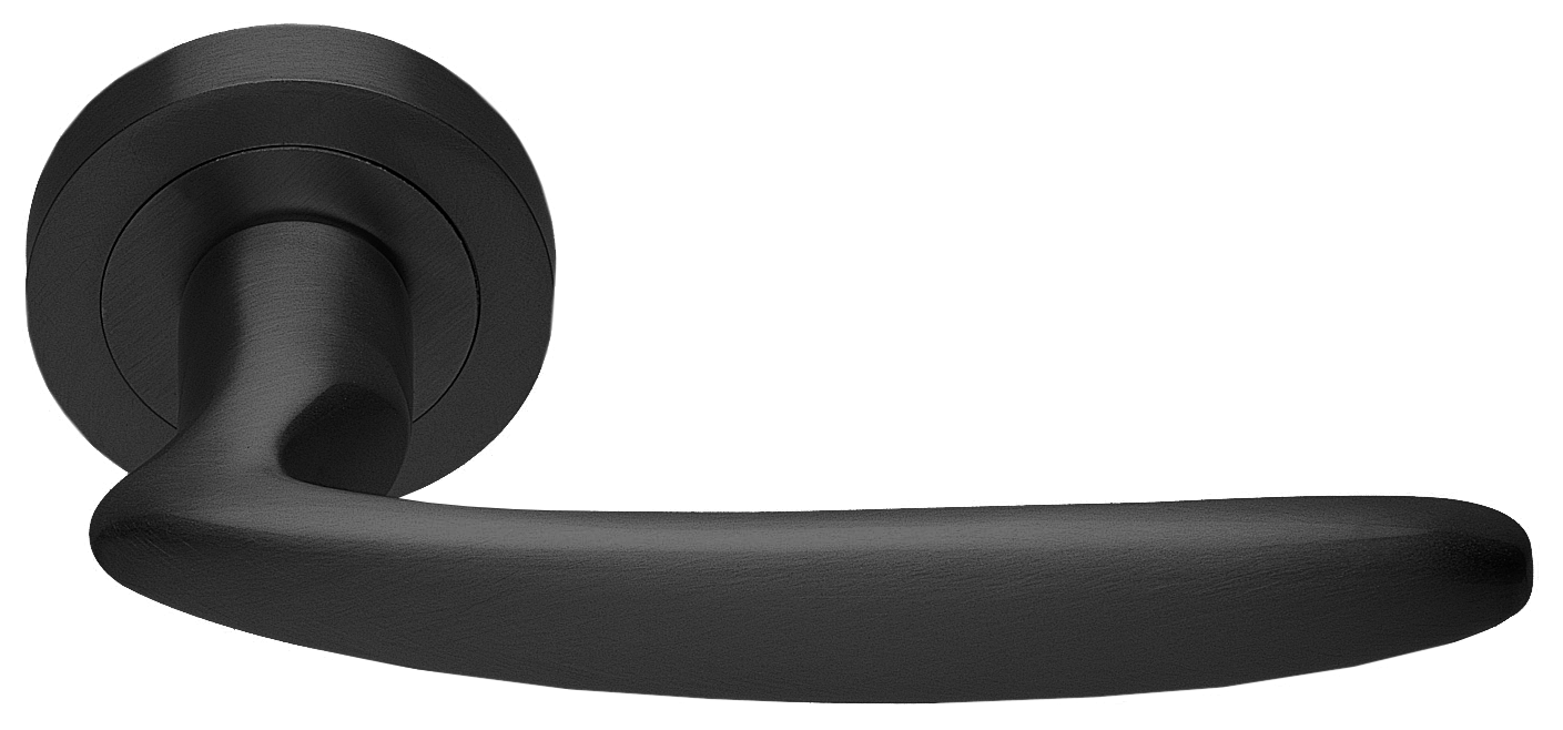 Ручка дверная FLAMINGO R2 NERO раздельная на круглой розетке, цвет черный, латунь фото купить в Алматы