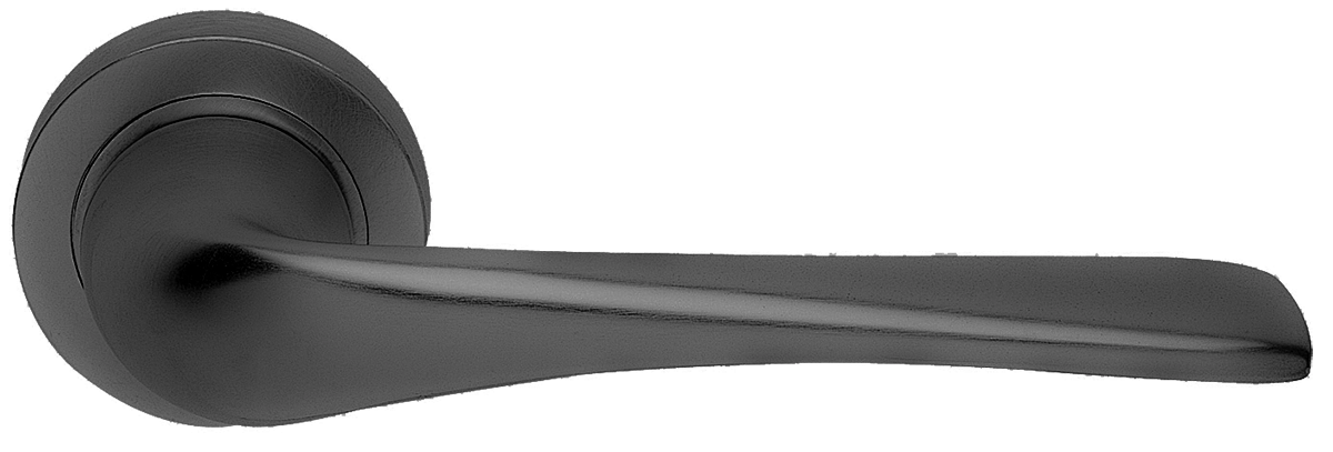 Ручка дверная LE MANS R2 NERO раздельная на круглой розетке, цвет - черный фото купить в Алматы