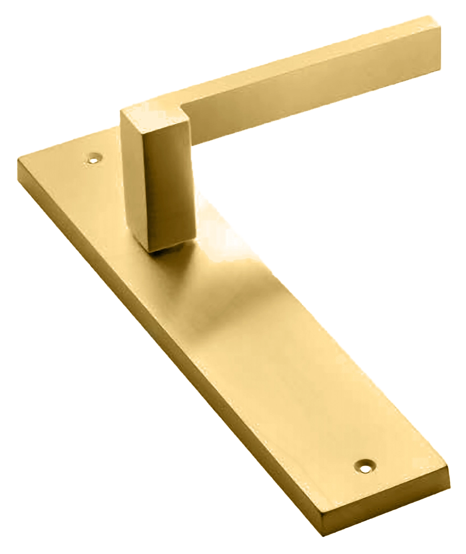 Ручка дверная на планке STONE PL OSA, цвет матовое золото, латунь фото купить в Алматы