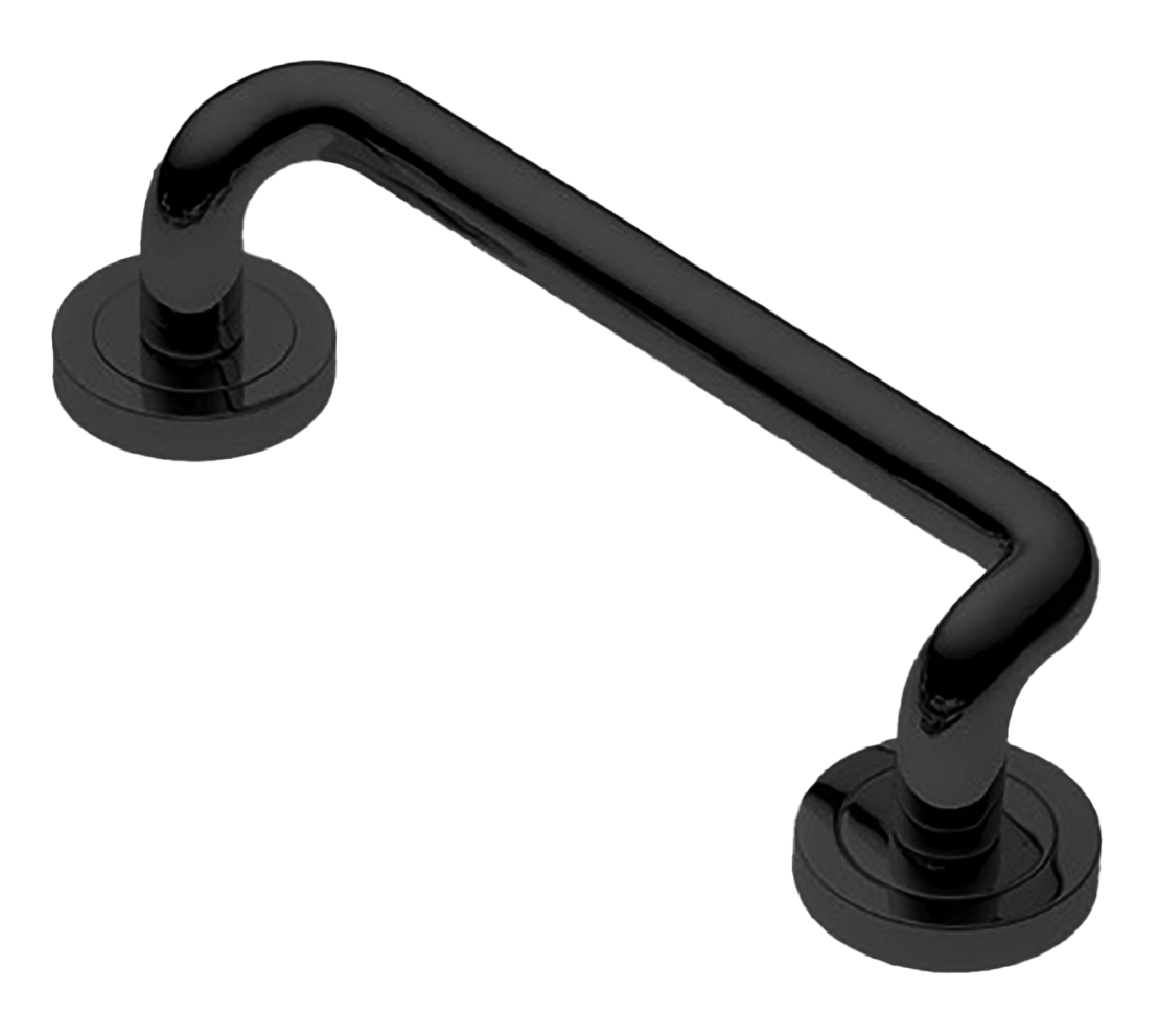 Ручка-скоба дверная SNAKE PH NERO на круглой розетке, цвет черный, латунь фото купить в Алматы