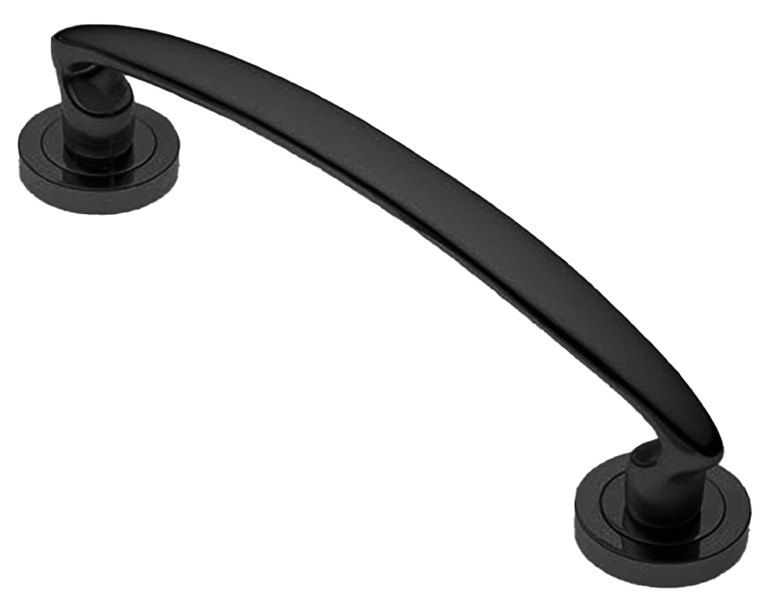 Ручка-скоба дверная FLAMINGO PH NERO на круглой розетке, цвет черный, латунь фото купить в Алматы