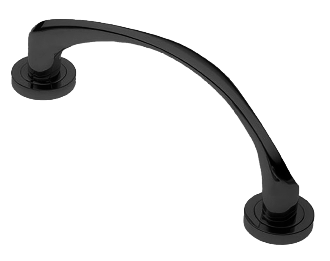 Ручка-скоба дверная COBRA PH NERO на круглой розетке, цвет черный, латунь фото купить в Алматы