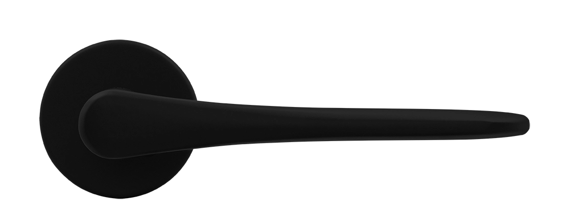 Ручка дверная AULA R5 NERO-ST на круглой розетке, цвет черный soft-touch, ЦАМ фото купить в Алматы