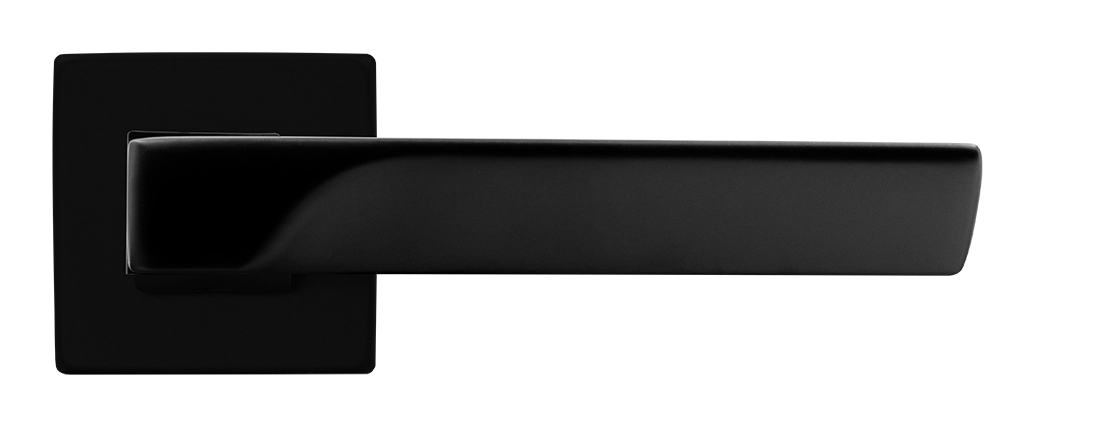 Ручка дверная FIORD S5 NERO-ST на квадратной розетке цвет черный soft-touch, ЦАМ фото купить в Алматы