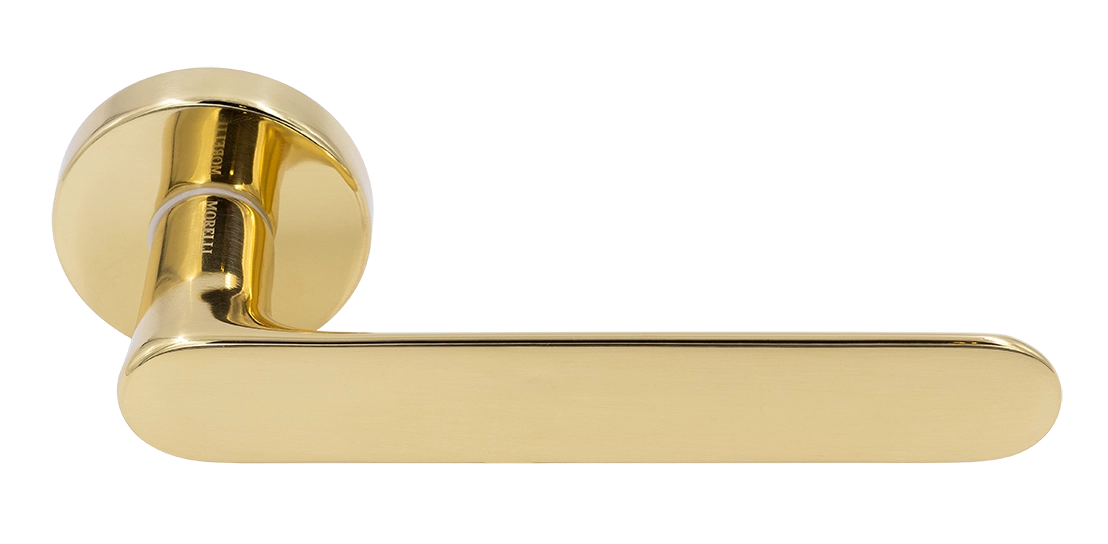 Ручка дверная LE BOAT R5 OTL раздельная на круглой розетке, цвет золото, латунь фото купить Алматы (Алма-Ата)