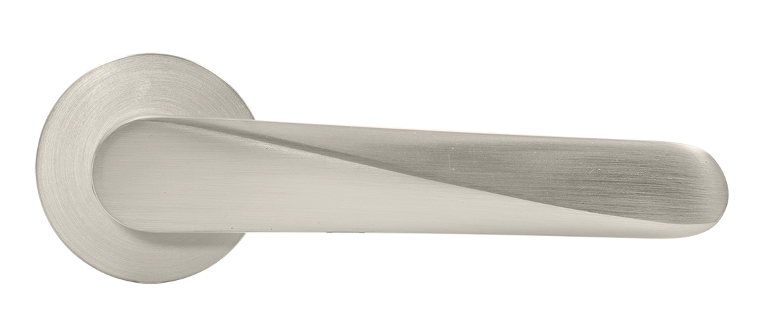 Ручка дверная CAYAN MH-58-R6 MSN раздельная на круглой розетке 6 мм, цвет матовый сатинированный никель, ЦАМ фото купить в Алматы