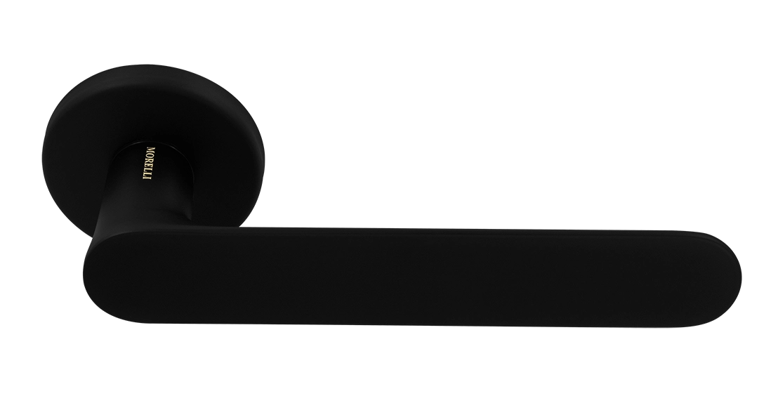 Ручка дверная LE BOAT R5 NERO-ST раздельная на круглой розетке, цвет черный soft-touch, латунь фото купить Алматы (Алма-Ата)