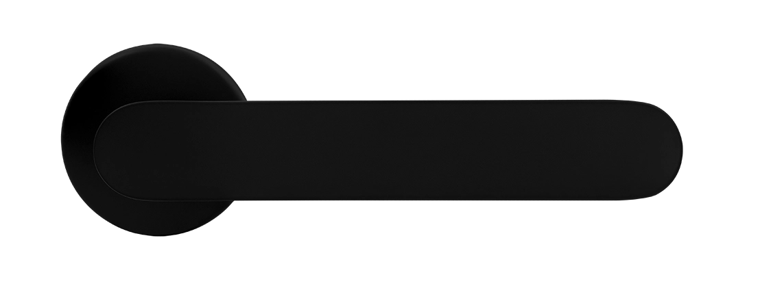 Ручка дверная LE BOAT R5 NERO-ST раздельная на круглой розетке, цвет черный soft-touch, латунь фото купить в Алматы