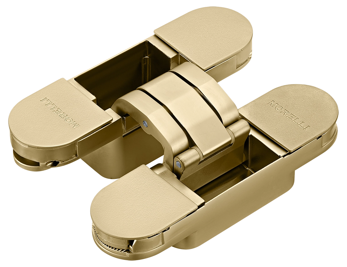 Петля скрытая HH-24 MSG врезная с 3D-регулировкой вес полотна до 40 кг, цвет матовое сатинированное золото фото купить Алматы (Алма-Ата)