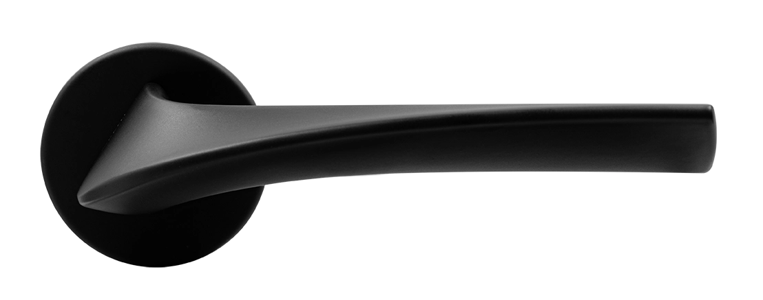 Ручка дверная COMETA R5 NERO-ST на круглой розетке цвет черный soft-touch, ЦАМ фото купить в Алматы