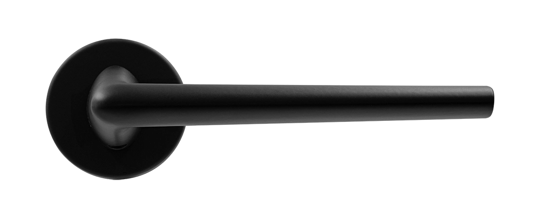 Ручка дверная THE FORCE R5 NERO-ST на круглой розетке, цвет черный soft-touch, ЦАМ фото купить в Алматы