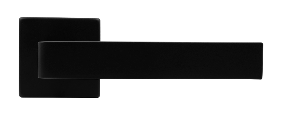 Ручка дверная HORIZONT S5 NERO-ST на квадратной розетке, цвет черный soft-touch, ЦАМ фото купить в Алматы
