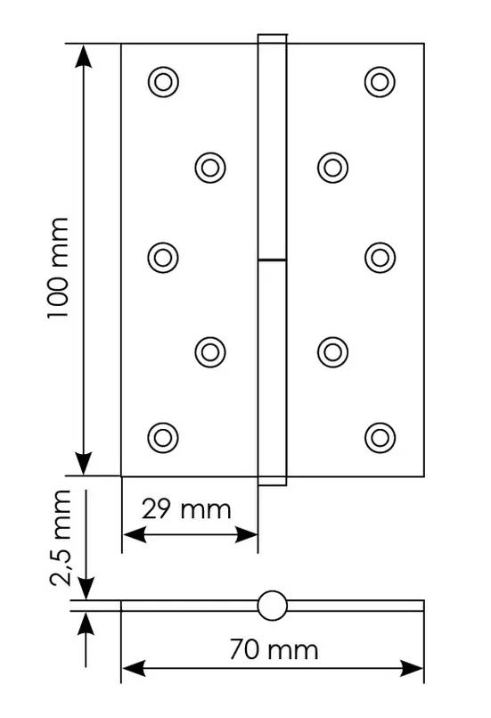 Петля карточная разъемная MSND 100X70X2.5 SG L с подшипником стальная левая, врезная, цвет матовое золото фото купить в Алматы