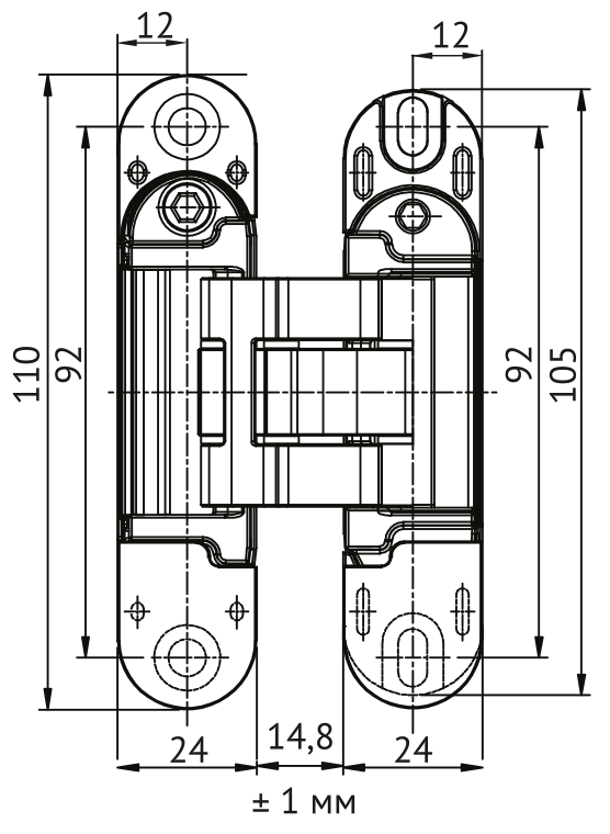 Петля скрытая HH-28 SC врезная с 3D-регулировкой вес полотна до 40 кг, цвет матовый хром фото купить в Алматы