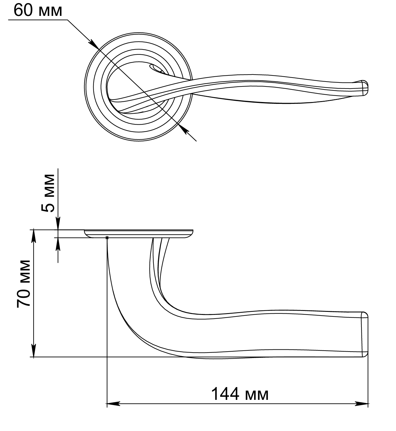 Ручка дверная SKYSCRAPER R7 SSW на круглой розетке, цвет Стокгольмский снегопад/Stockholm Snowfall фото фурнитура Алматы