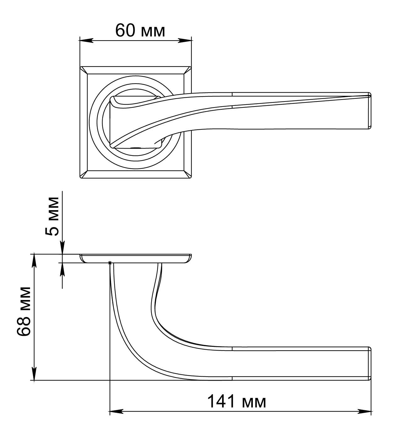 Ручка дверная WD CONCERT HALL S7 WF на квадратной розетке, цвет Зимняя стужа/Winter Frost фото фурнитура Алматы (Алма-Ата)