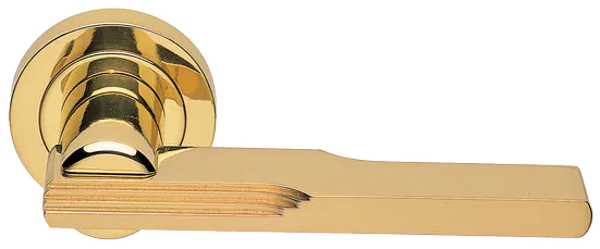 Ручка дверная VERONICA R2 OTL раздельная на круглой розетке, цвет золото, латунь фото купить Алматы (Алма-Ата)