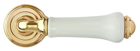UMBERTO, ручка дверная MH-41-CLASSIC PG/W, цвет - золото/белый фото купить в Астане