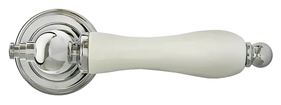 MART, ручка дверная MH-42-CLASSIC PC/W, цвет- хром/белый фото купить в Астане