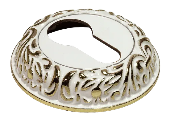 MH-KH-CLP W/PG, накладка на ключевой цилиндр, цвет - белая эмаль/золото фото купить Астана