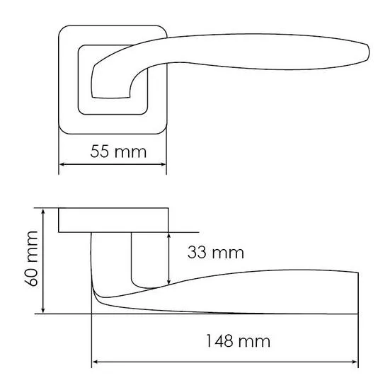 Ручка дверная SHELL MH-45 GR/CP-S55 раздельная на квадратной розетке, цвет графит/хром, ЦАМ Light фото купить в Алматы