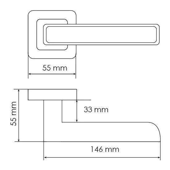 Ручка дверная FLEX MH-44 SC/CP-S55 раздельная на квадратной накладке, цвет матовый хром/хром, ЦАМ Light фото купить в Алматы