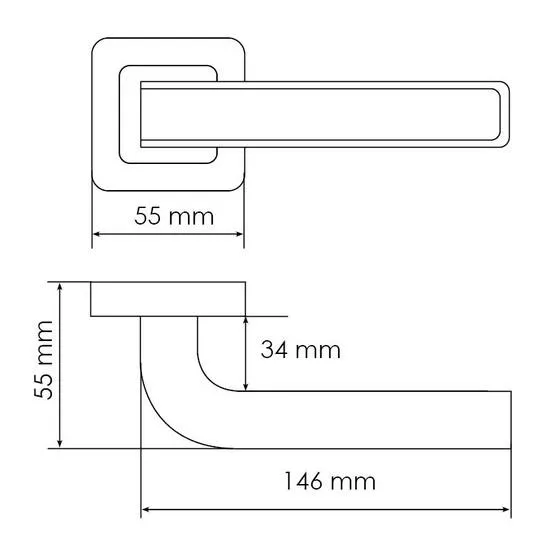 Ручка дверная EON MH-46 GR/CP-S55 раздельная на квадратной розетке, цвет графит/хром, ЦАМ Light фото фурнитура Алматы (Алма-Ата)