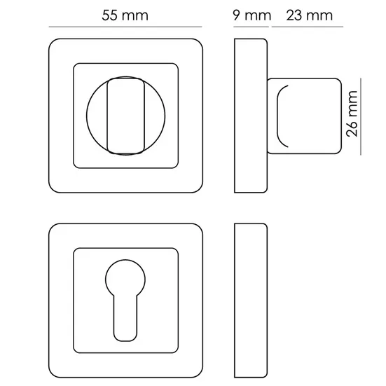 Завертка сантехническая MH-WC-S55 GR/PC квадратная цвет графит/хром фото купить в Алматы