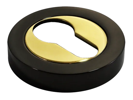 LUX-KH-R2 NNO, накладка на евроцилиндр, цвет - черный хром/золото фото купить Астана