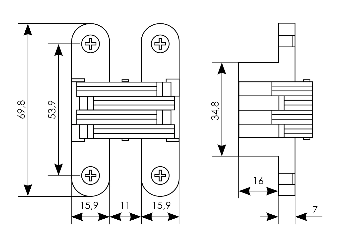 Петля скрытая HH-7 PC врезная с 2D-регулировкой , цвет хром фото купить в Алматы